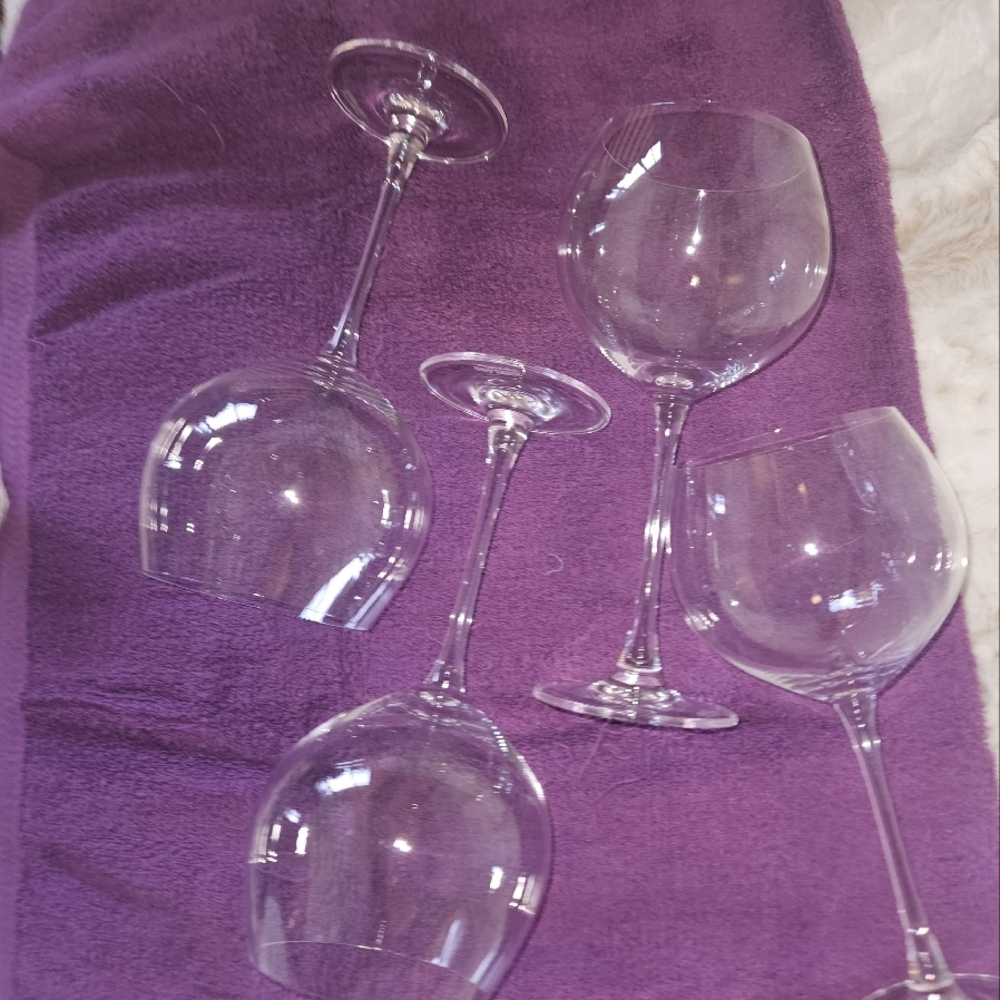 SET OF 4 KIRKLAND SIGNATURE CRYSTAL STEMMED BALLOON WINE GLASS 32 OZ GERMANY